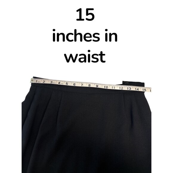 Jaeger Women’s Black Pleated Hem Midi Skirt Size 12 Made in Great Britain Wool B - Picture 5 of 6